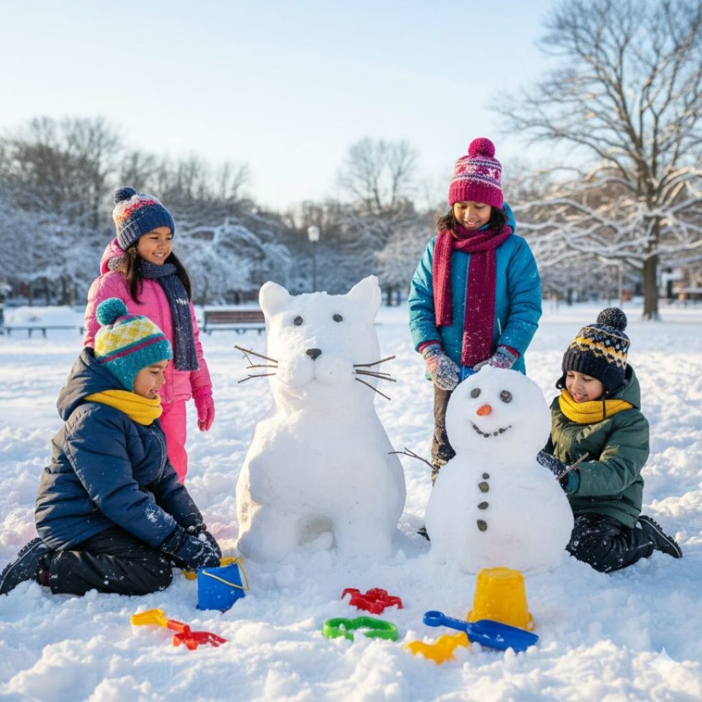 different snow Sculptures