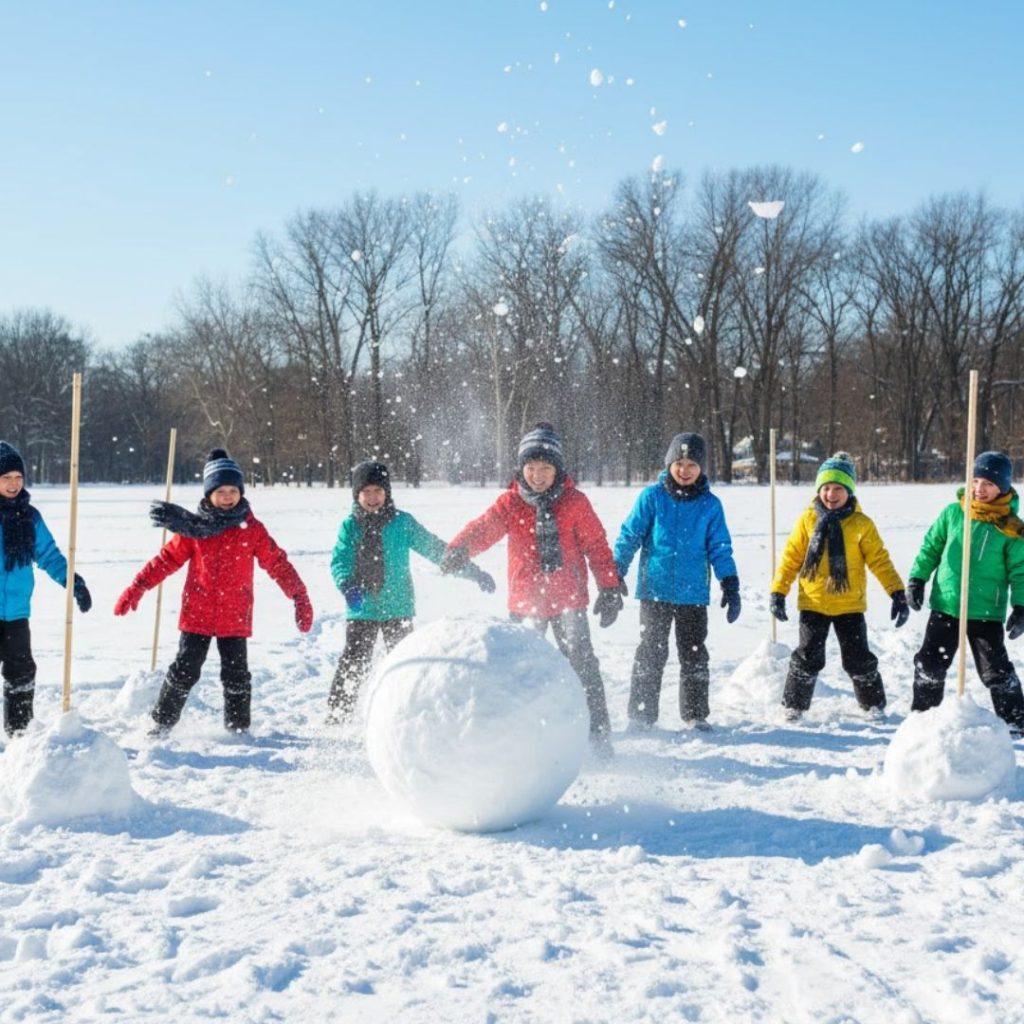 kids with snow ball