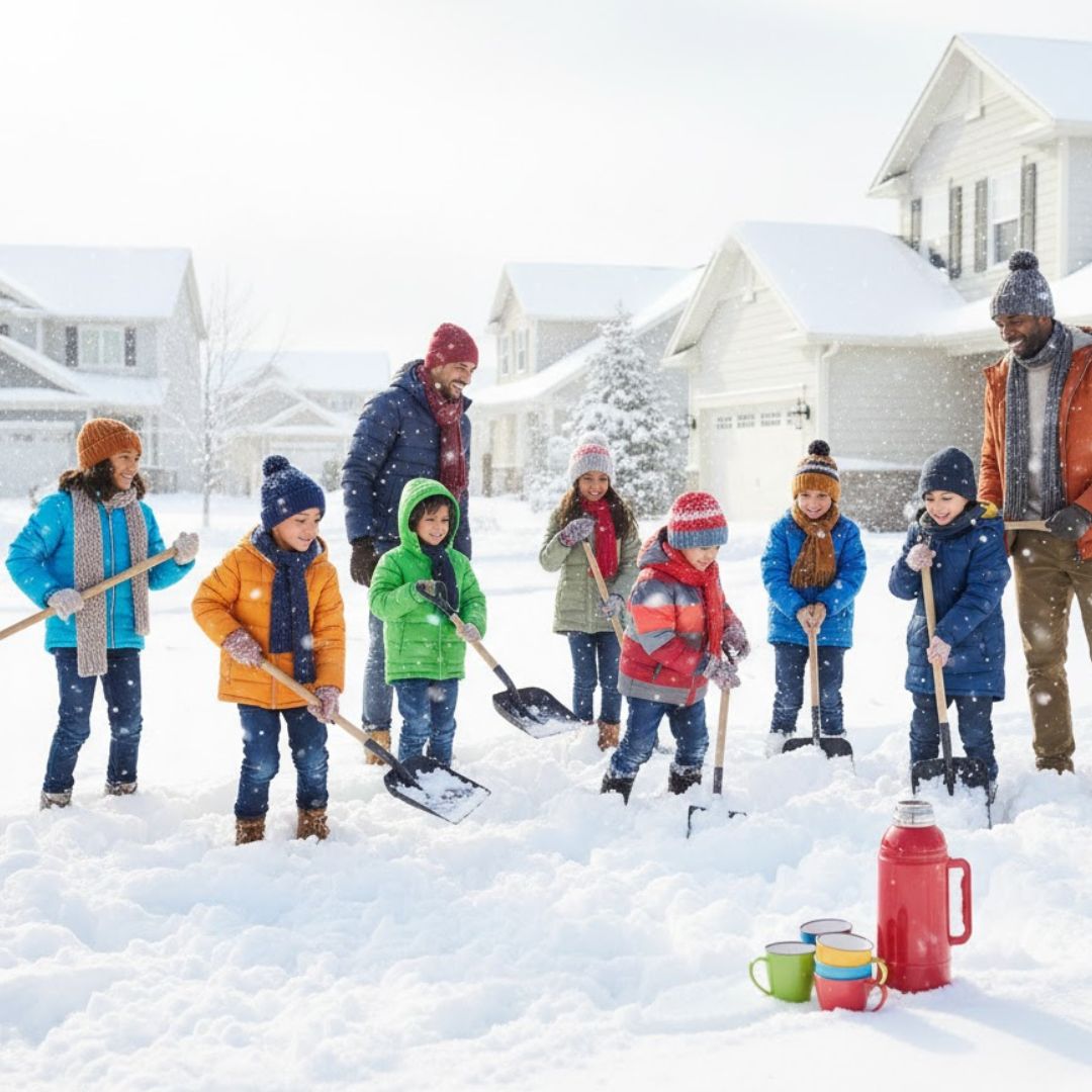 shoveling ice from outside