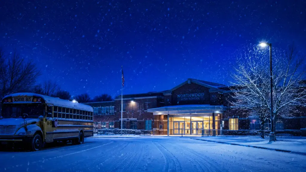 ❄️ Snow Day Predictor & Snow Day Calculator 4 heavy snowfall falling at night